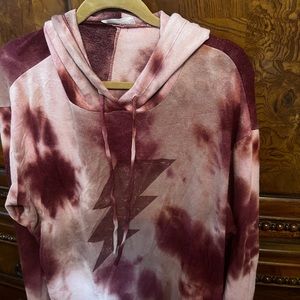 Mauve tye dye dress with pickets and hood